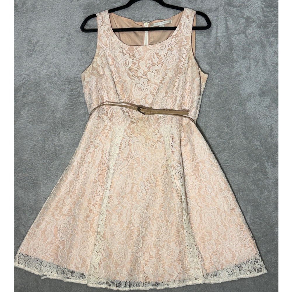 LC Lauren Conrad Blush Lace Fit & Flare Dress Size 14 Feminine
